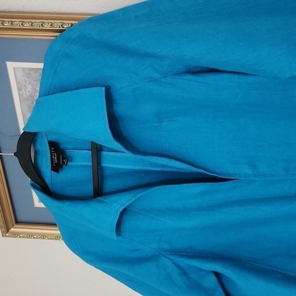 100% Irish Linen Talbots Blazer Jacket Contemporary Career Office Formal Dressy - Picture 2 of 16